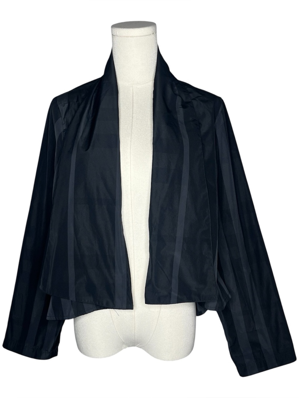 Sun Kim Black Lightweight Open Front Jacket Blazer Topper Lagenlook Minimalist